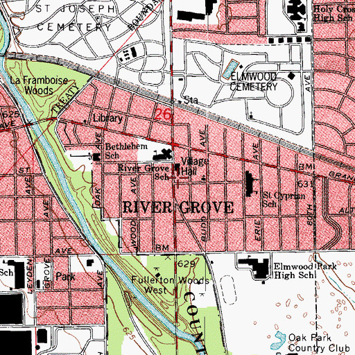 Topographic Map of River Grove Fire Department, IL