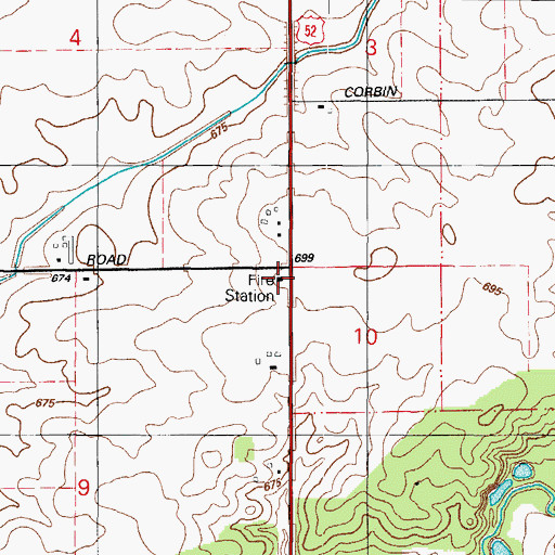 Topographic Map of Manhattan Fire Protection District Station 2, IL