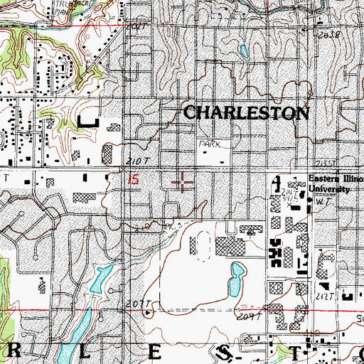 Topographic Map of Charleston Fire Department Station 2, IL
