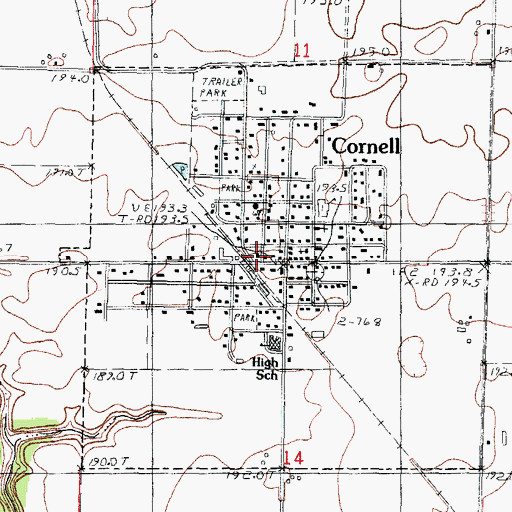 Topographic Map of Cornell Volunteer Fire Department, IL