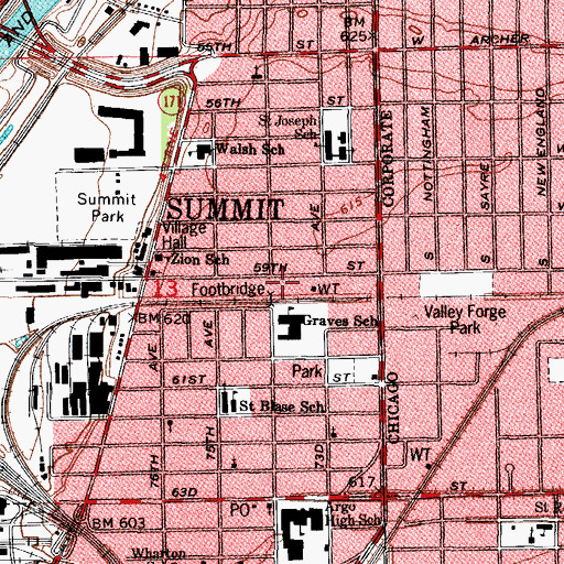 Topographic Map of Summit Fire Department, IL