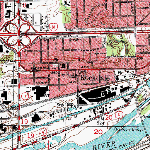 Topographic Map of Rockdale Fire Protection District, IL