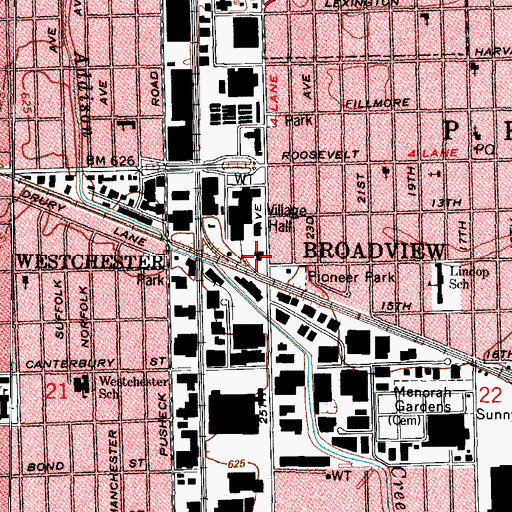 Topographic Map of Broadview Fire Department, IL