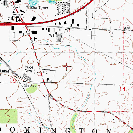 Topographic Map of Bloomington Fire Department Station 2, IL