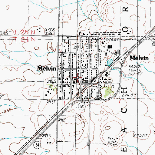 Topographic Map of Melvin Fire Protection District Melvin, IL