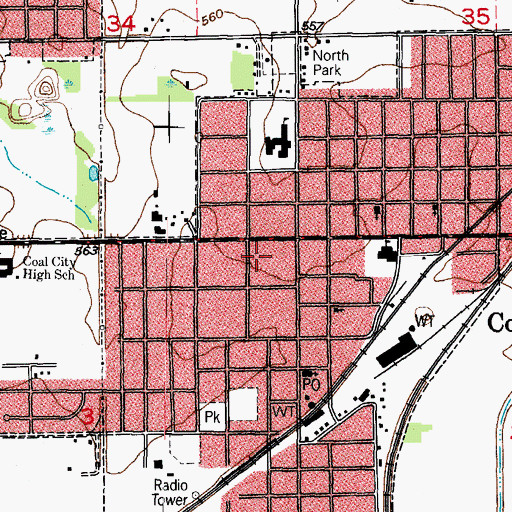 Topographic Map of Coal City Fire Protection District Station 1, IL