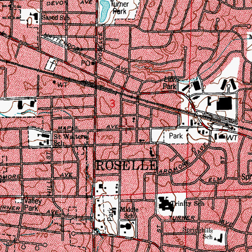 Topographic Map of Roselle Fire Department, IL
