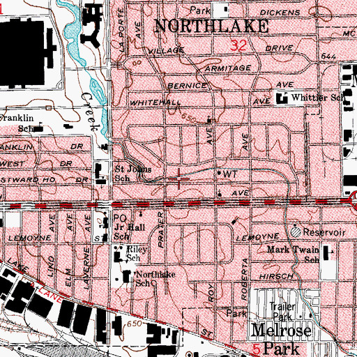 Topographic Map of Northlake Fire Protection District, IL