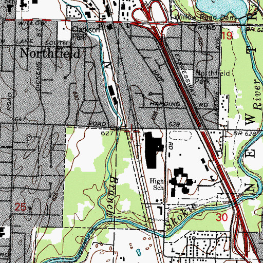 Topographic Map of Northfield Fire and Rescue Department, IL