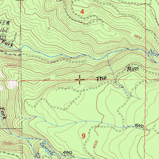 Topographic Map of The Rim, CA