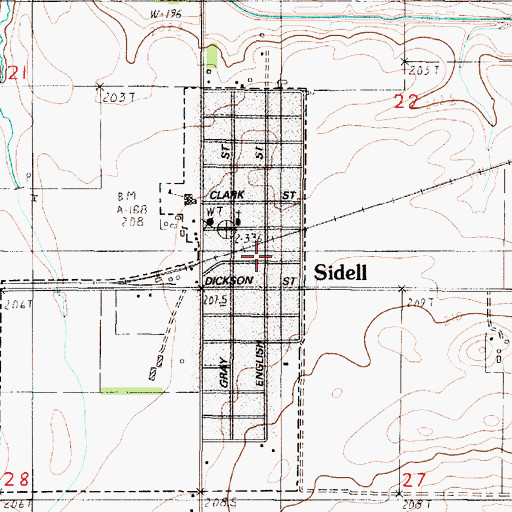 Topographic Map of Sidell Fire and Rescue, IL