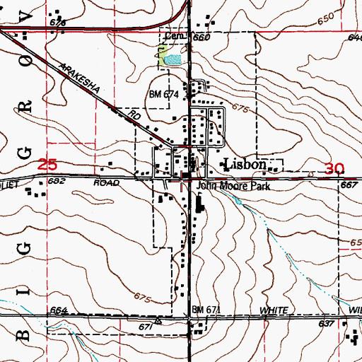 Topographic Map of Lisbon - Seward Fire Protection District 1, IL