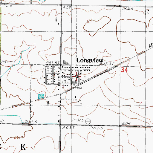 Topographic Map of Longview Volunteer Fire Department, IL