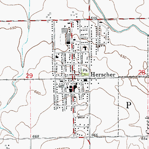 Topographic Map of Pilot - Herscher Township Fire Protection District, IL