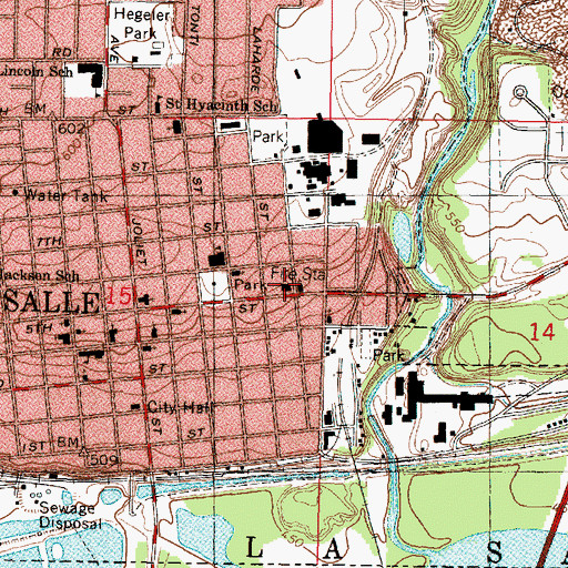 Topographic Map of LaSalle Fire Department, IL