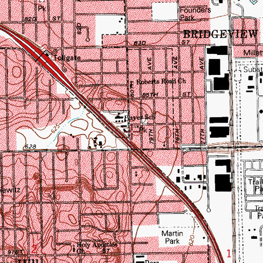 Topographic Map of Roberts Park Fire Protection District, IL