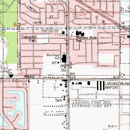 Topographic Map of Lansing Fire Department Station 3, IL