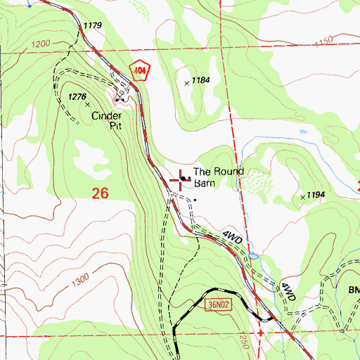 Topographic Map of The Round Barn, CA