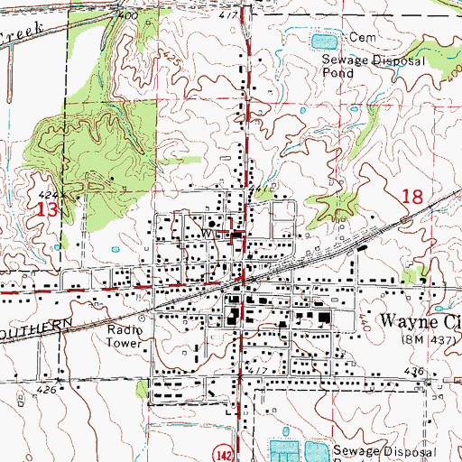 Topographic Map of Wayne Fire Protection District 1, IL