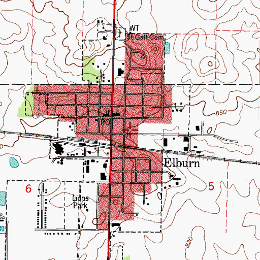 Topographic Map of Elburn and Countryside Fire Protection District Station 1, IL