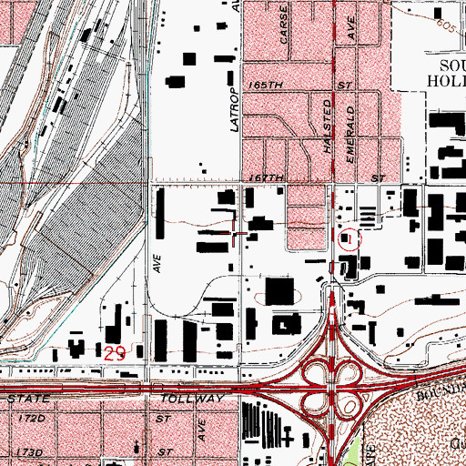 Topographic Map of Harvey Fire Department Station 4, IL