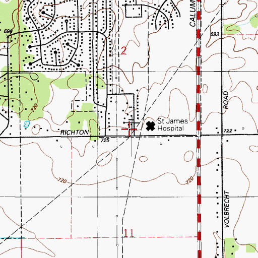Topographic Map of Crete Fire Department Station 2, IL