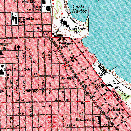 Topographic Map of Chicago Fire Department District 5 Station 126, IL