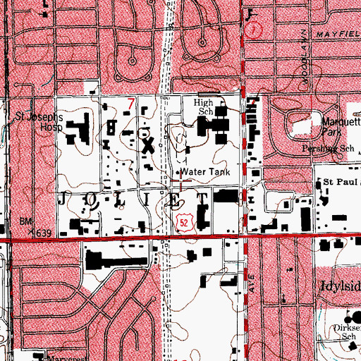 Topographic Map of Joliet Fire Department Station 6, IL