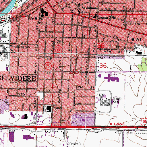 Topographic Map of Belvidere Fire Department Station 2, IL