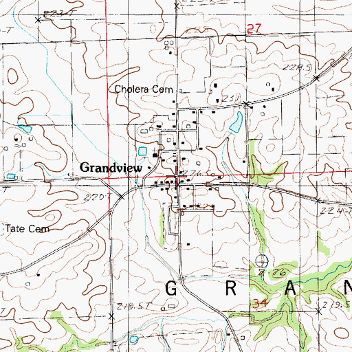 Topographic Map of Grandview Fire Department, IL