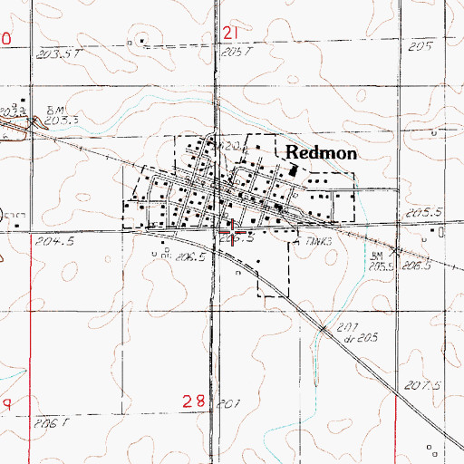 Topographic Map of Redmon Fire Department, IL