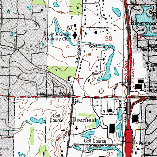 Topographic Map of Lincolnshire - Riverwoods Fire Protection District Station 52, IL