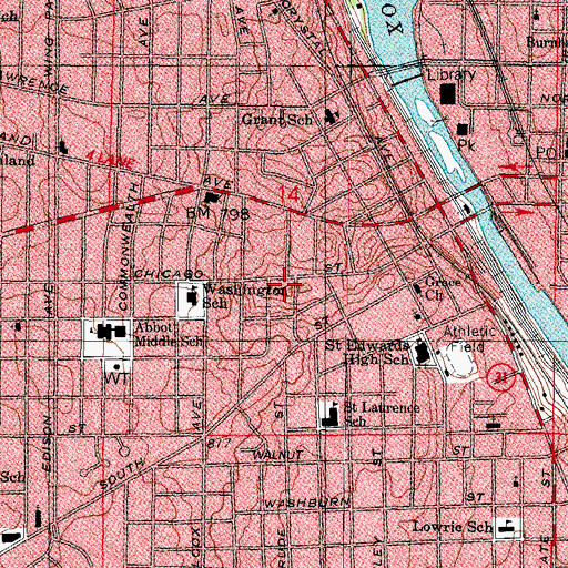 Topographic Map of Elgin Fire Department Station 6, IL
