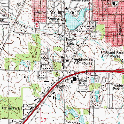 Topographic Map of Bloomington Township Fire Protection District Station 2, IL
