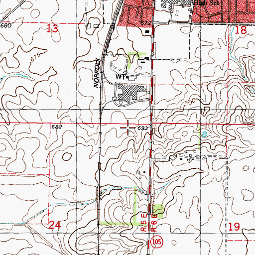 Topographic Map of Mid Piatt Fire Protection District Monticello, IL