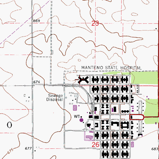 Topographic Map of Manteno Fire Protection District Station 2, IL