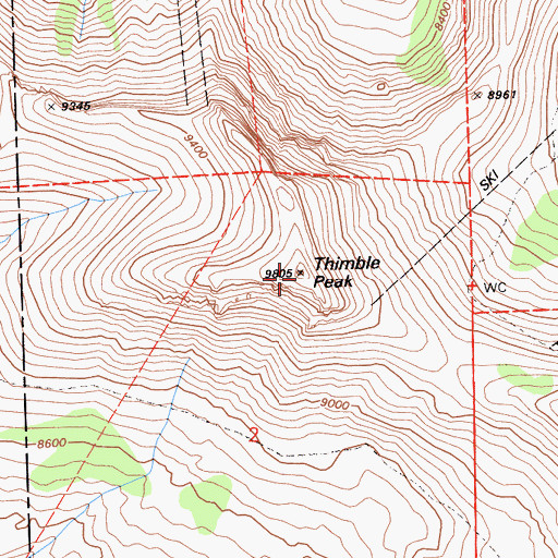 Topographic Map of Thimble Peak, CA