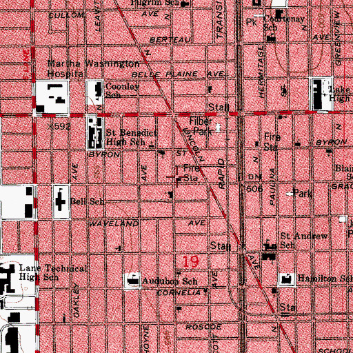 Topographic Map of Chicago Fire Department District 2 Station 112, IL