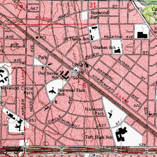 Topographic Map of Chicago Fire Department District 2 Station 119, IL