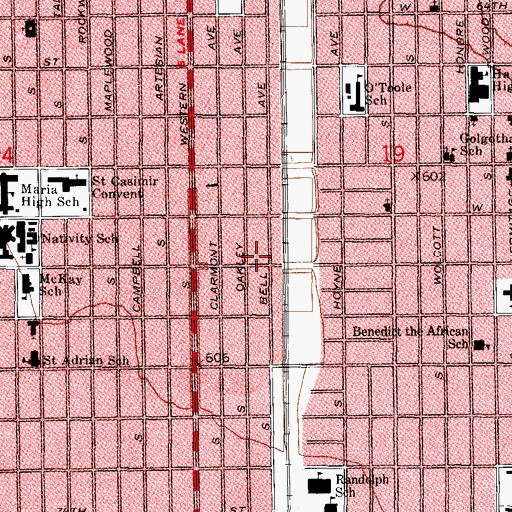 Topographic Map of Chicago Fire Department District 5 Station 101, IL