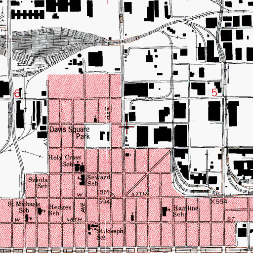 Topographic Map of Chicago Fire Department District 4 Station 49, IL