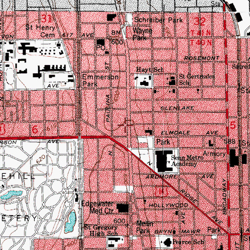 Topographic Map of Chicago Fire Department District 2 Station 70 / 59, IL
