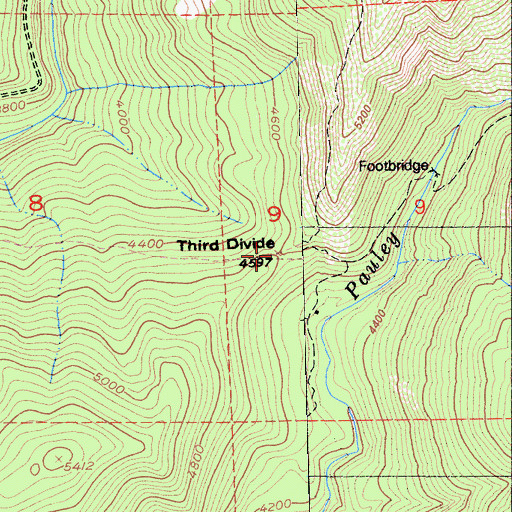 Topographic Map of Third Divide, CA