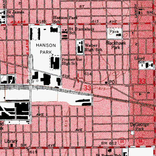 Topographic Map of Chicago Fire Department District 2 Station 68, IL