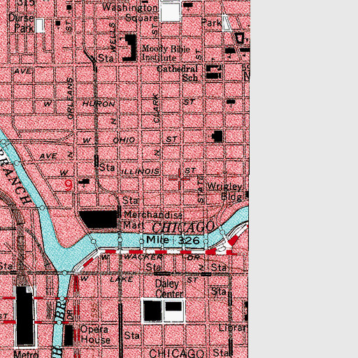 Topographic Map of Chicago Fire Department District 1 Station 42, IL