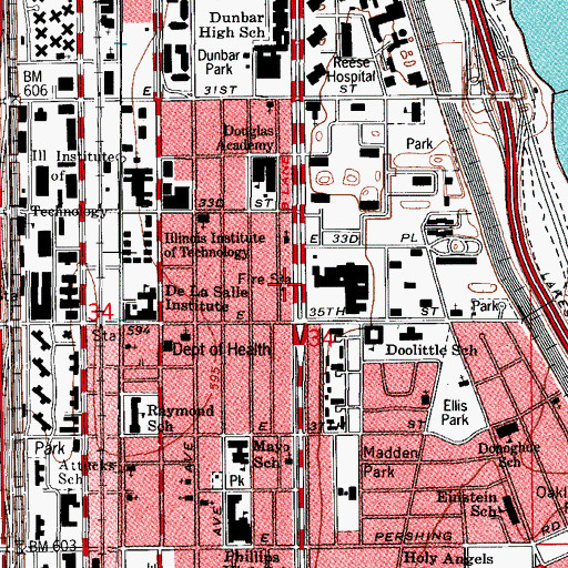 Topographic Map of Chicago Fire Department District 1 Station 19, IL
