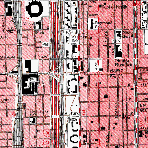 Topographic Map of Chicago Fire Department District 1 Station 16, IL