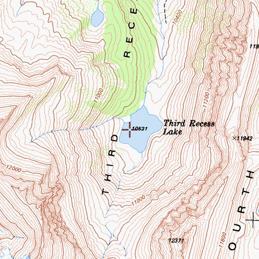 Topographic Map of Third Recess Lake, CA