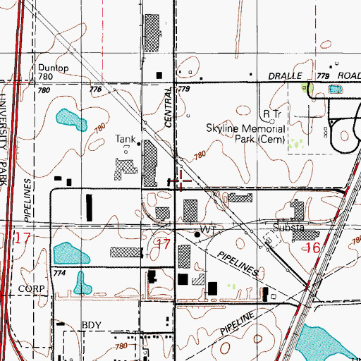 Topographic Map of University Park Fire Department Station 2, IL