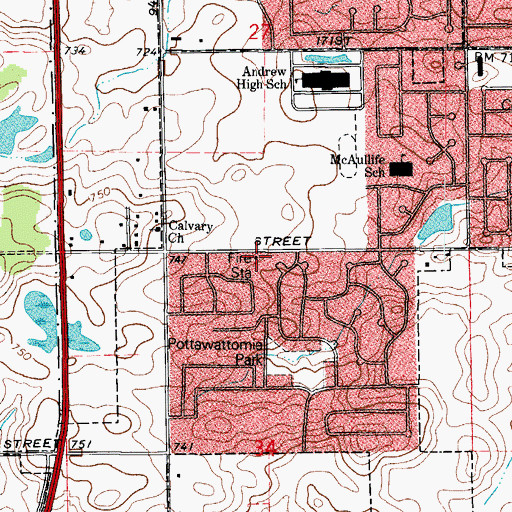 Topographic Map of Tinley Park Fire Department Station 3, IL